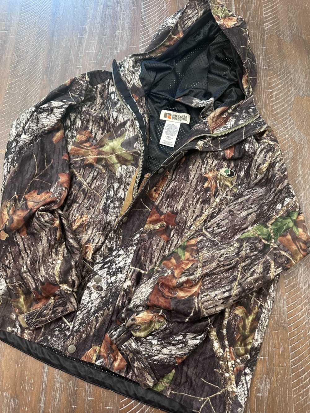 Russell Outdoors Camo Hooded Jacket - Brown/Green